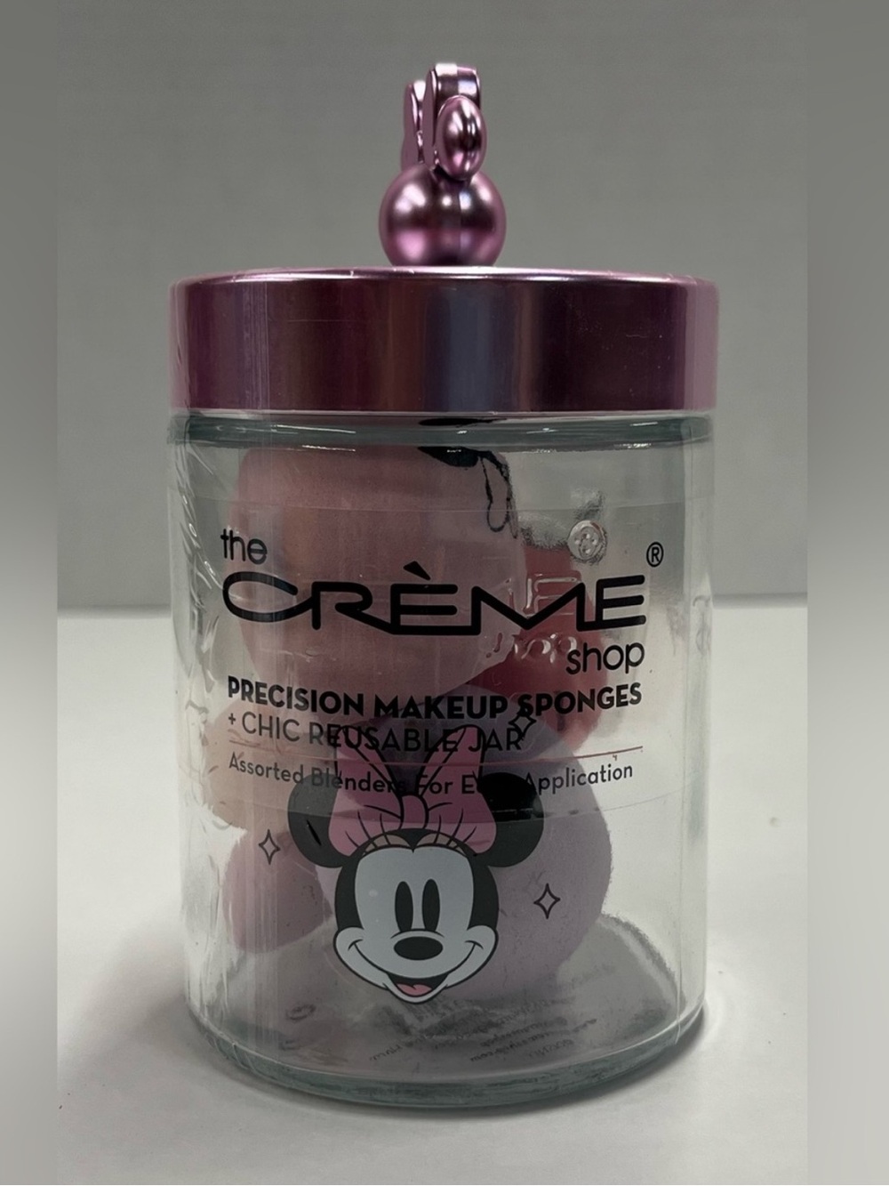 The Creme Shop x Disney Minnie Mouse Makeup Sponge Set with Reusable Glass Jar